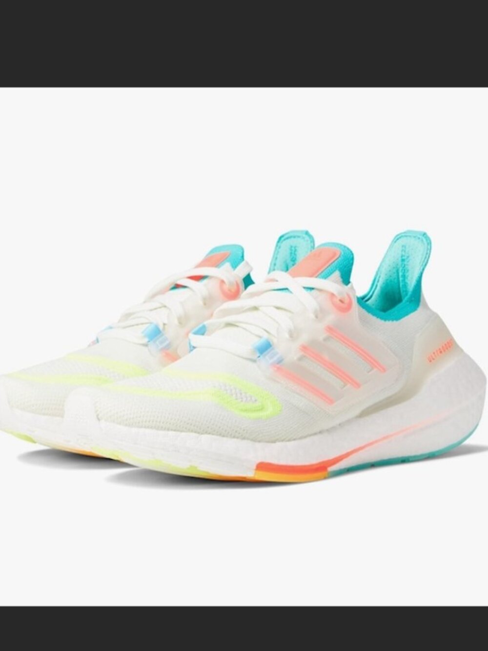 Adidas Ultraboost 22 Running Shoes Womens Size 8 White Tint/Turbo/Mint Rush